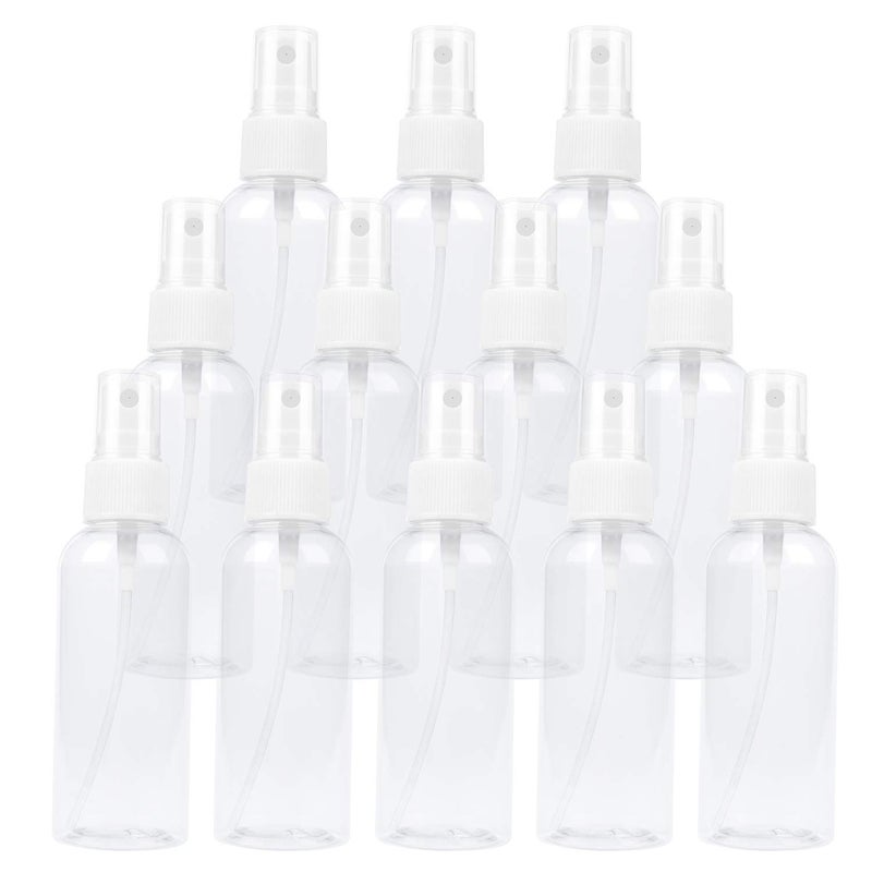 TRENDBOX 12 Pack Empty Transparent Plastic Fine Mist Spray Bottle 60 ml (2 oz) - Image 1